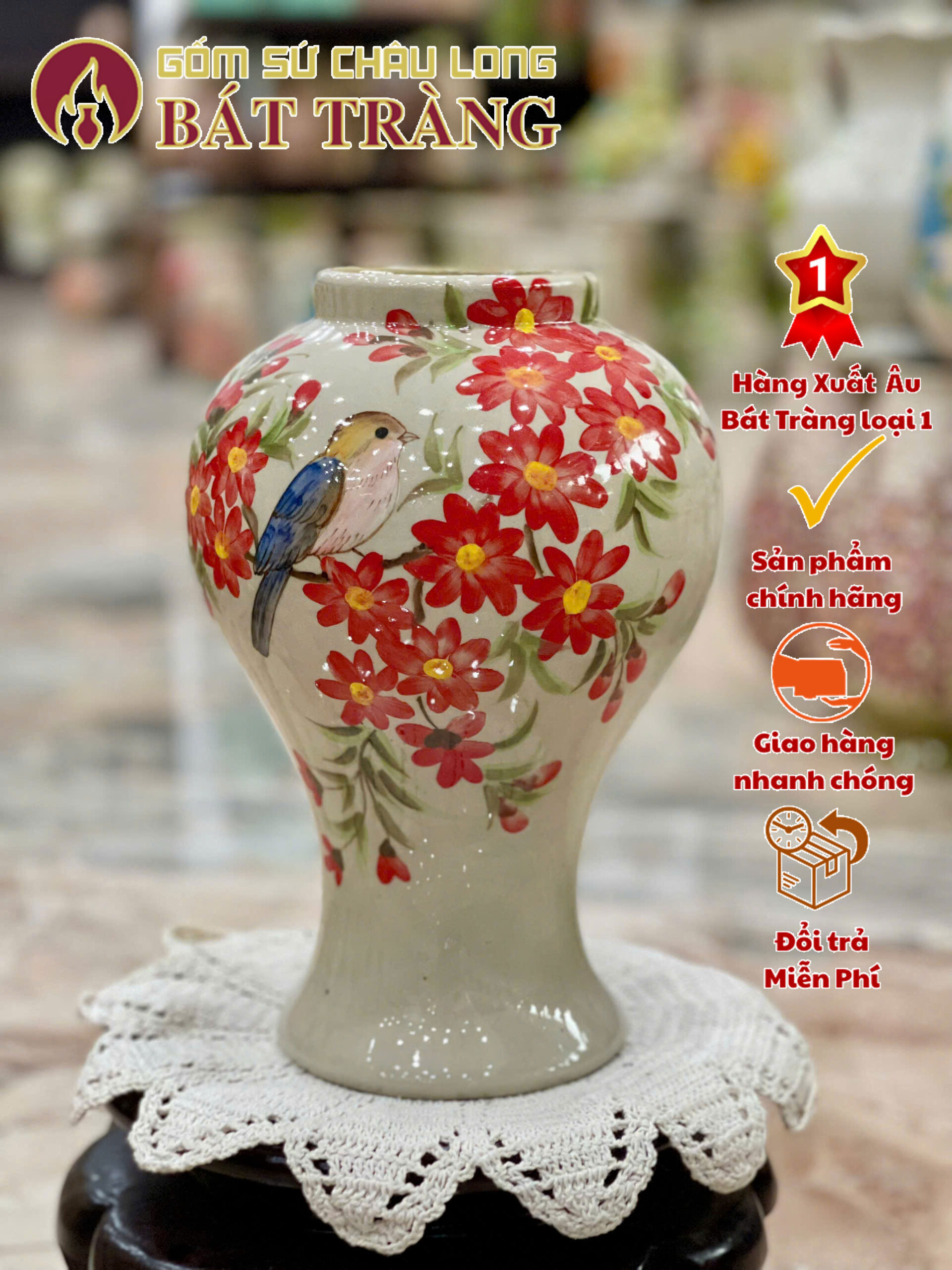 Bình hoa phong thủy vẽ tay