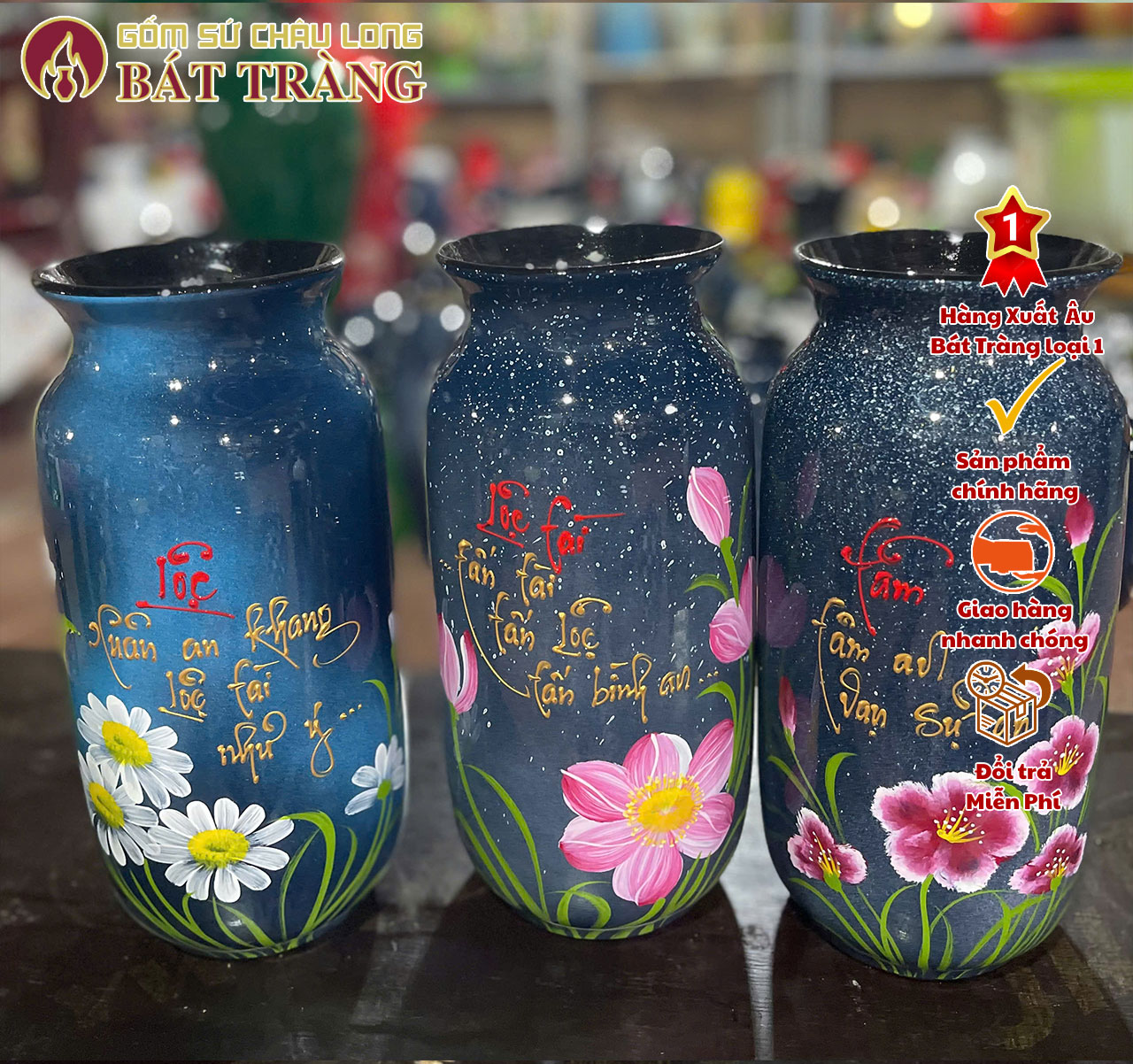 Bình hoa trang trí vẽ tay từ nghệ nhân