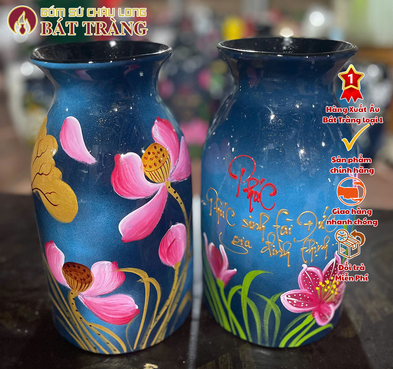 Bình hoa trang trí vẽ tay từ nghệ nhân
