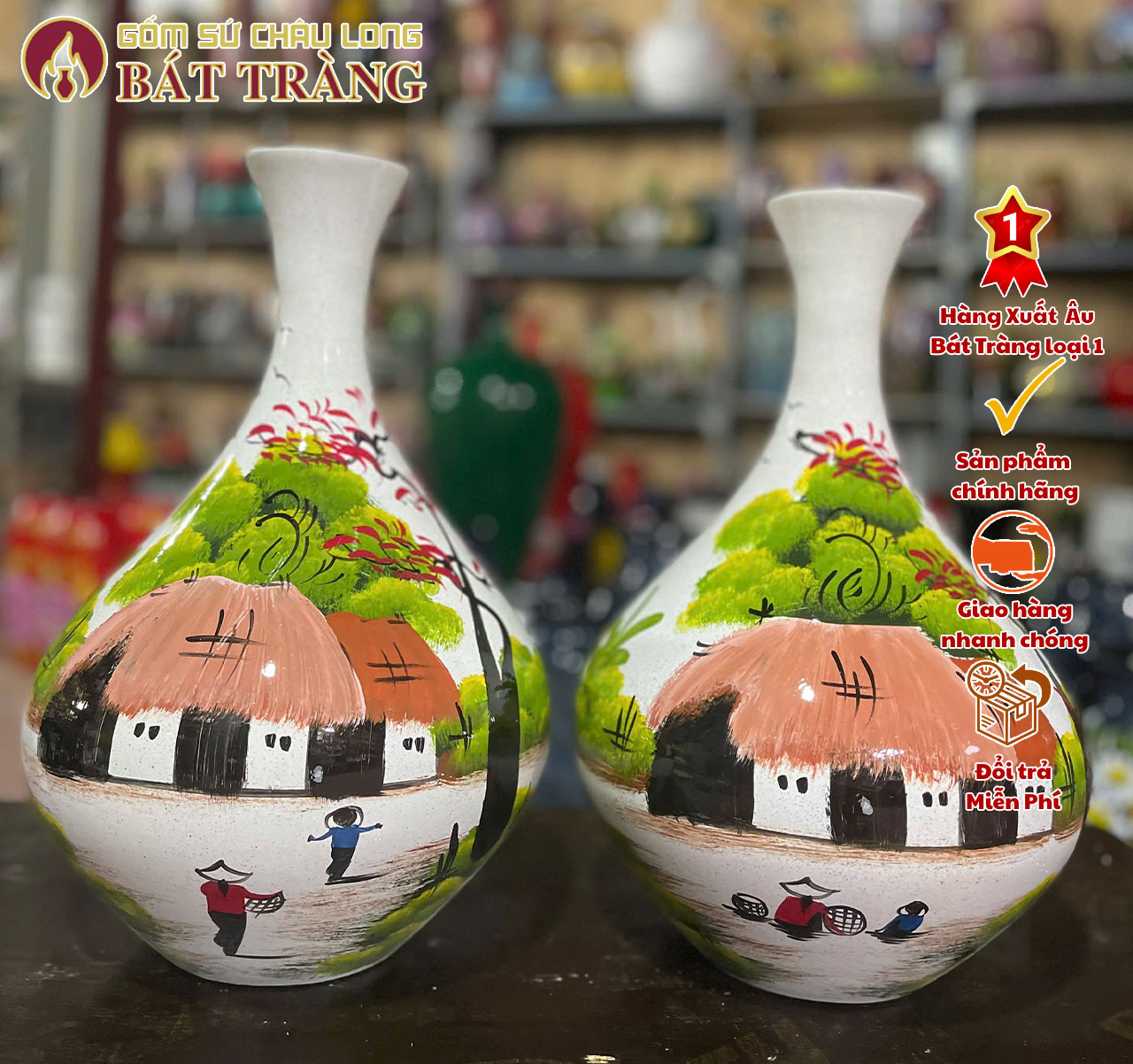 Bình hoa trang trí vẽ tay từ nghệ nhân