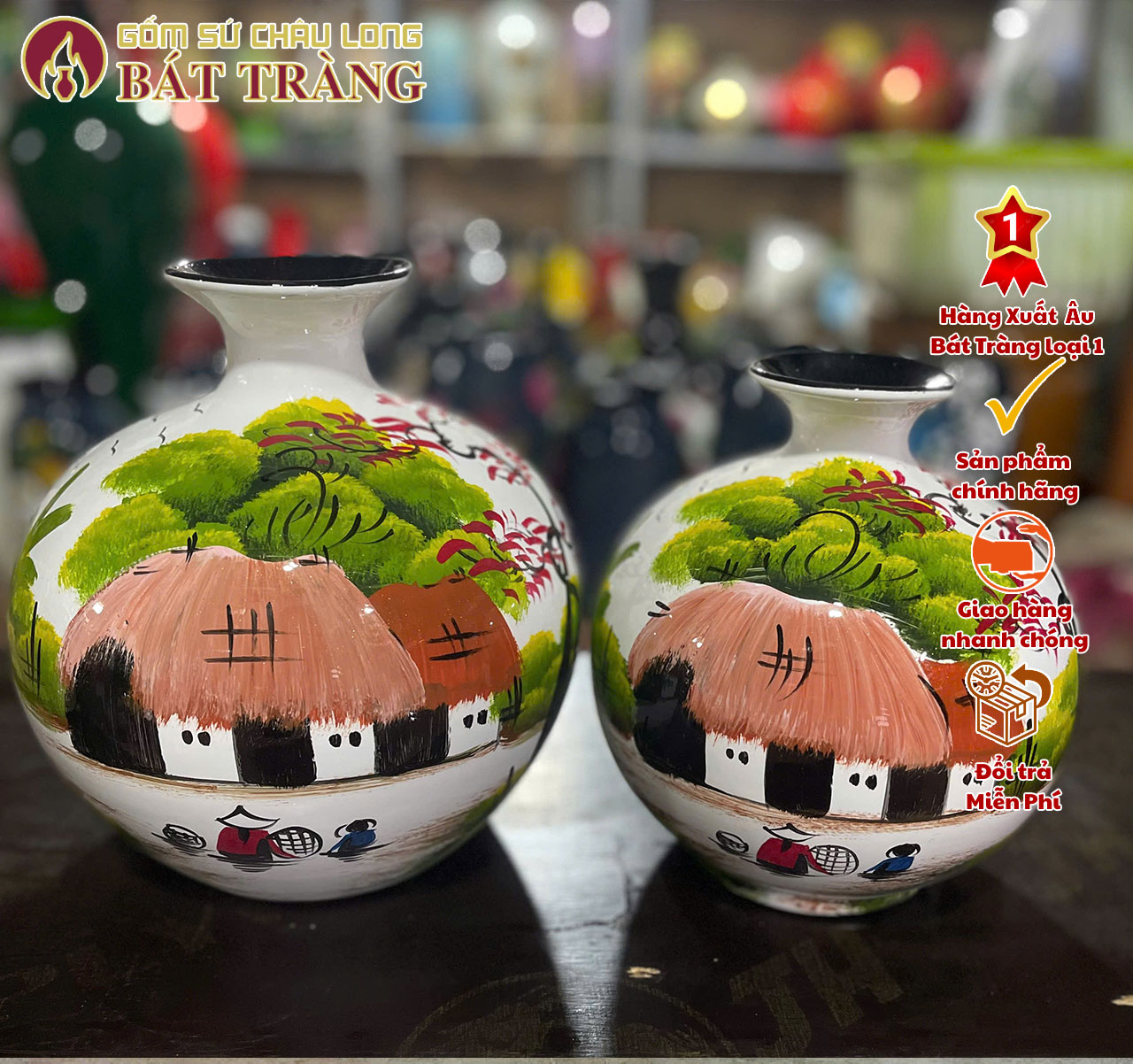 Bình hoa trang trí vẽ tay từ nghệ nhân