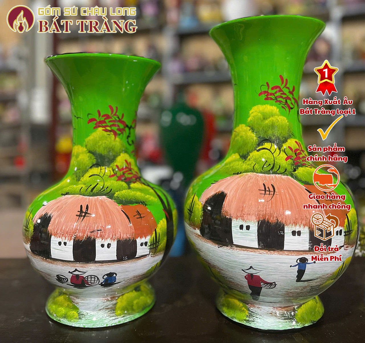 Bình hoa trang trí vẽ tay từ nghệ nhân