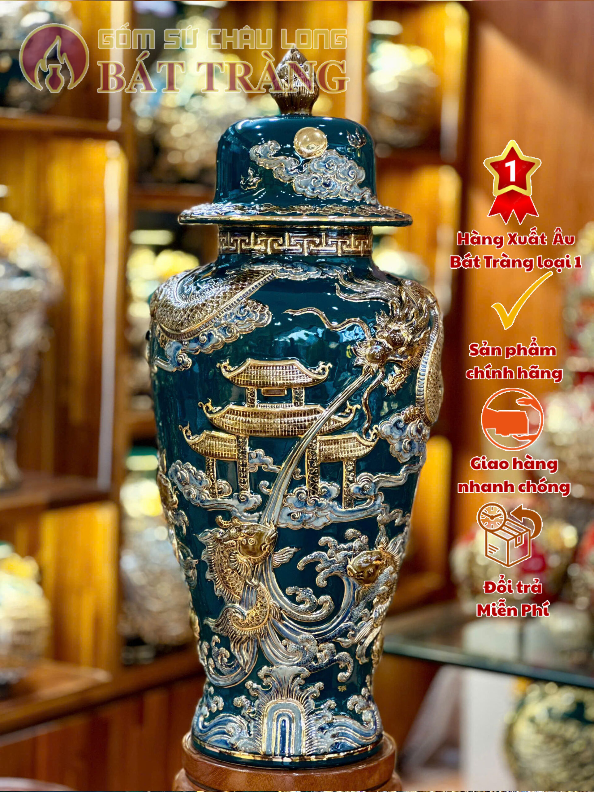 Bình tài lộc vẽ vàng