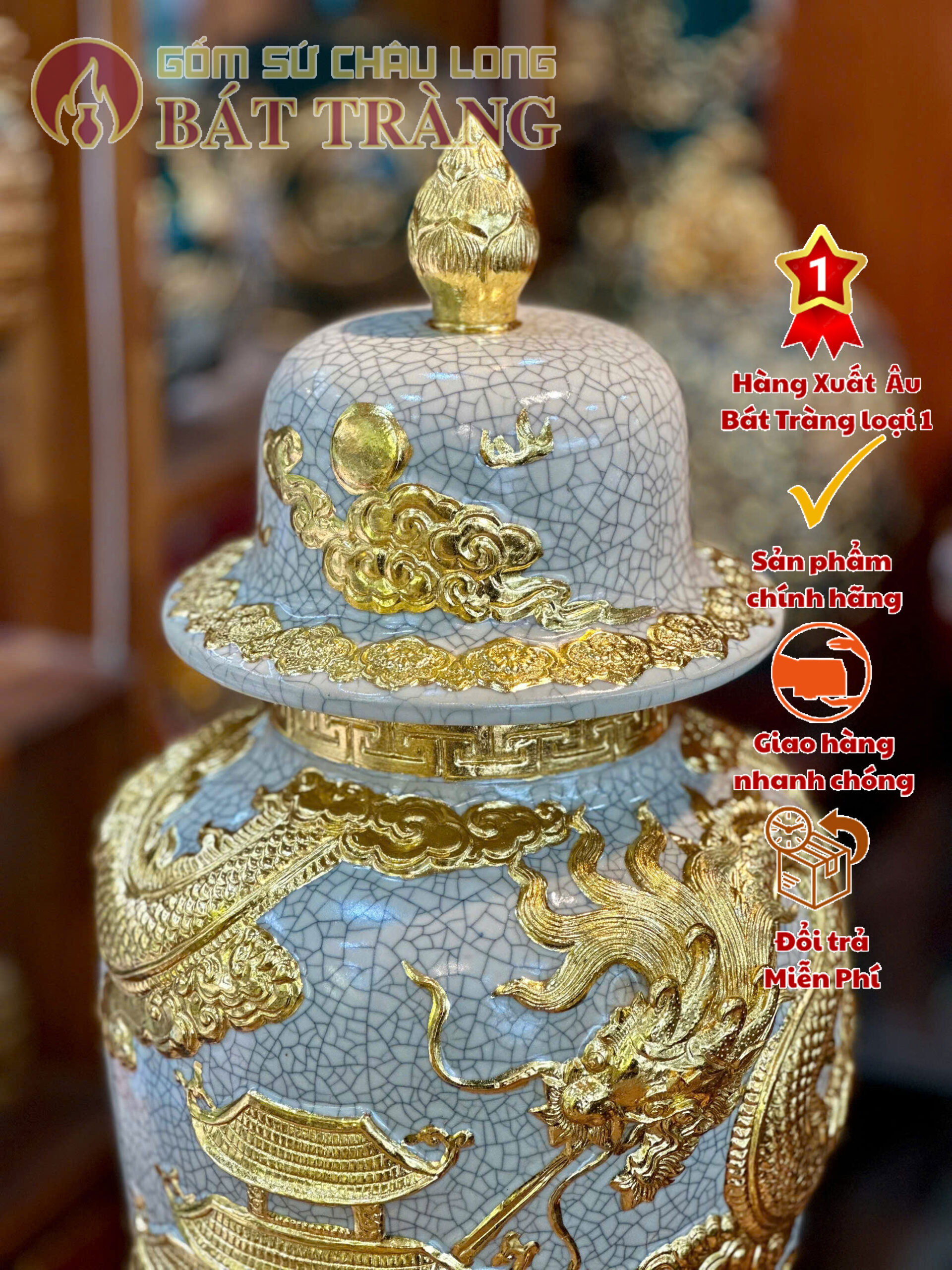 Bình tài lộc vẽ vàng
