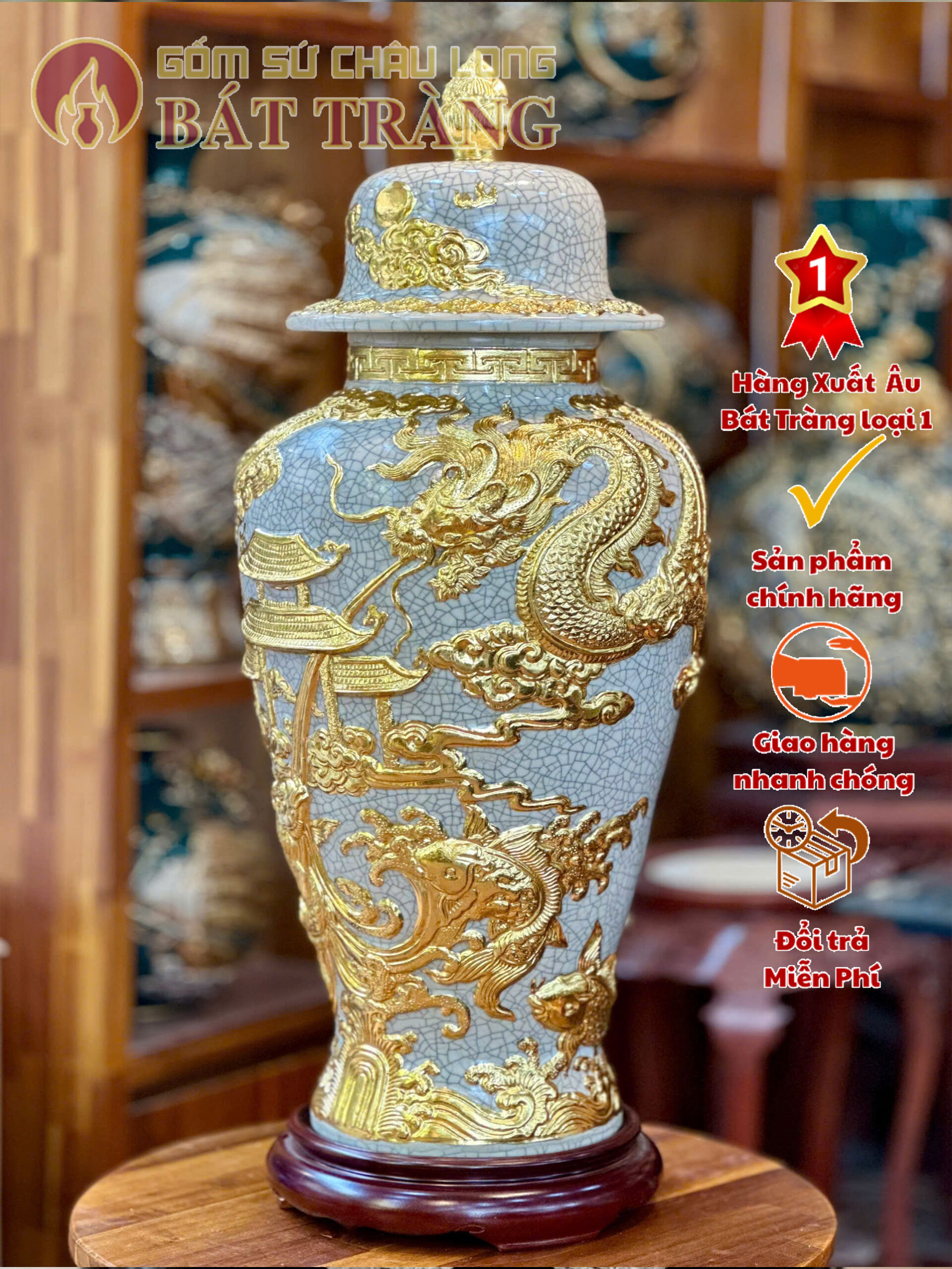 Bình tài lộc vẽ vàng