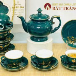 Bộ ấm trà quà tặng in ánh kim