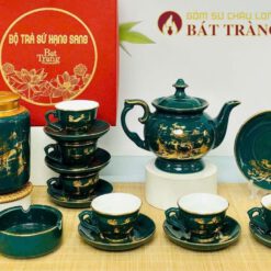Bộ ấm trà quà tặng in ánh kim
