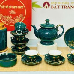 Bộ ấm trà quà tặng in ánh kim