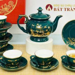 Bộ ấm trà quà tặng in ánh kim