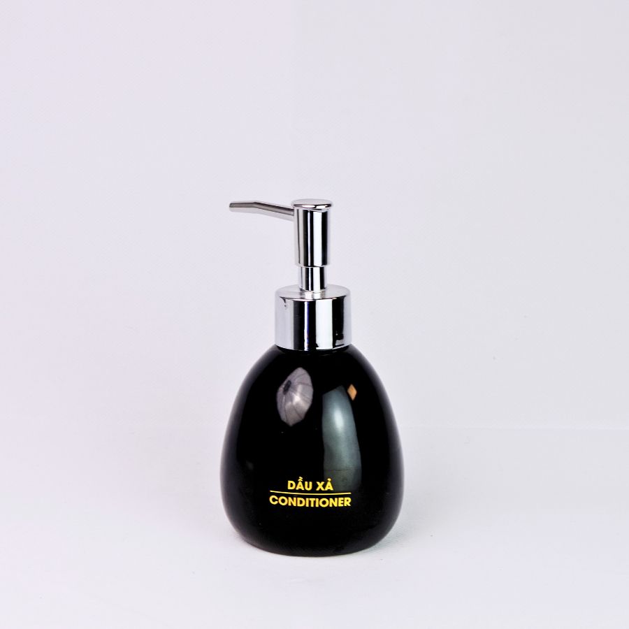 Bình Dầu Xả Dáng Trứng 240ml – Dành Cho Khách Sạn (men đen)