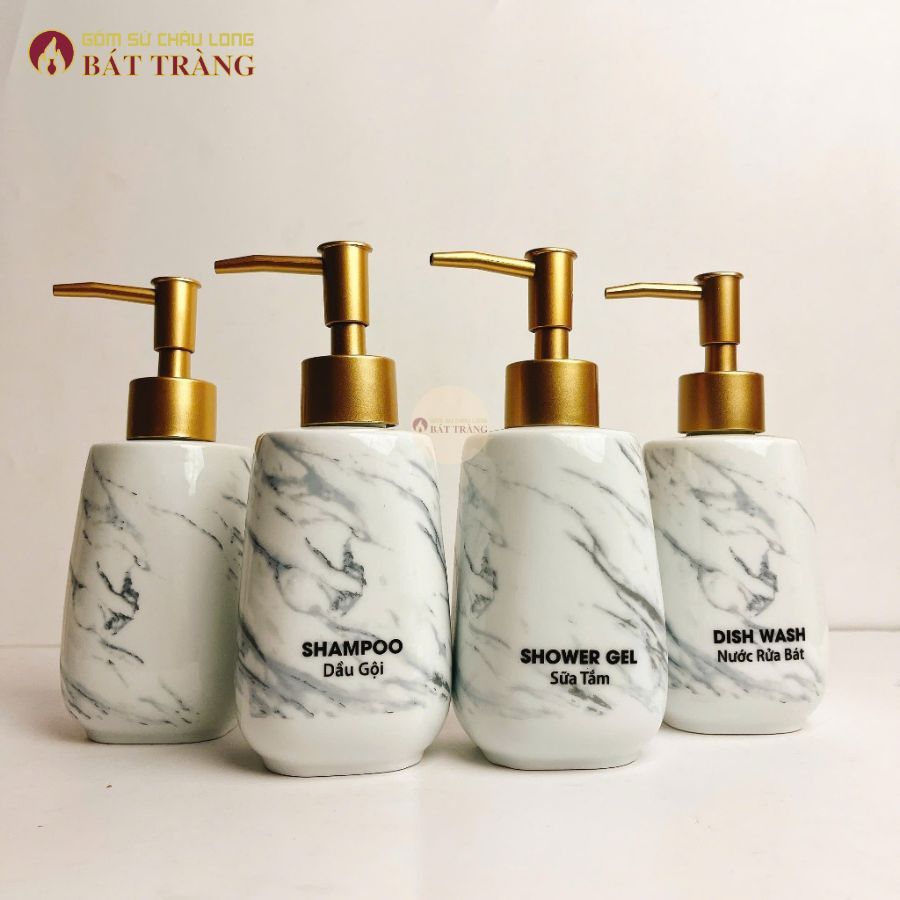 Bình Đựng Sữa Tắm, Nước Rửa Tay, Dầu Gội Sang Trong Dùng Cho Khách sạn, Bình Sứ Cao Cấp Số 1 VN - Ảnh 5