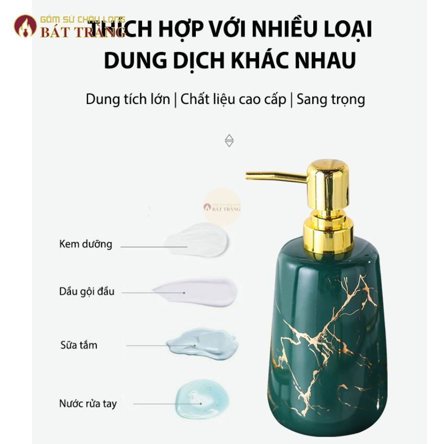 Bình Đựng Sữa Tắm, Nước Rửa Tay, Dầu Gội Sang Trong Dùng Cho Khách sạn, Bình Sứ Cao Cấp Số 1 VN - Ảnh 8