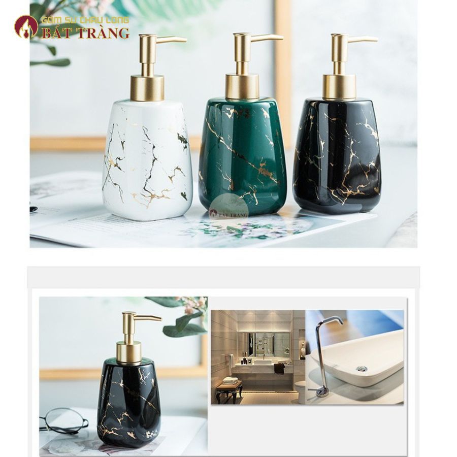 Bình Đựng Sữa Tắm, Nước Rửa Tay, Dầu Gội Sang Trong Dùng Cho Khách sạn, Bình Sứ Cao Cấp Số 1 VN - Ảnh 9