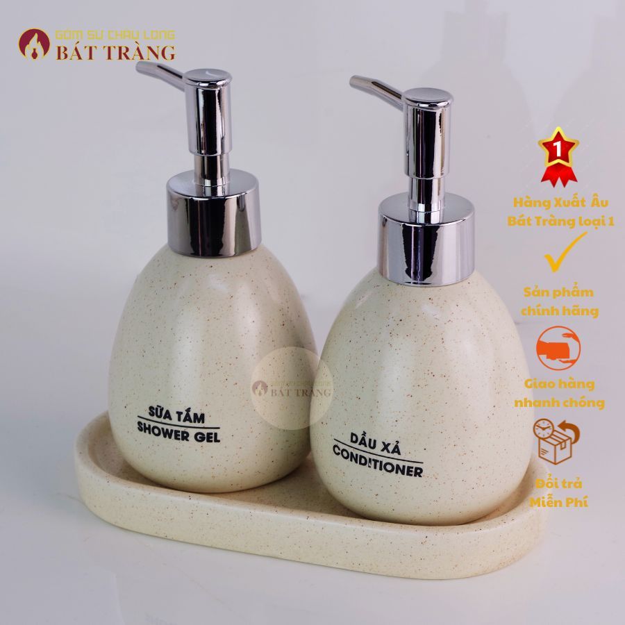 Bình Sứ Đựng Sữa Tắm, Dầu Gội, Dầu xả Sản Phầm Sử Dụng Cho Khách Sạn, Homestay Dáng Trứng 250ml - Ảnh 2