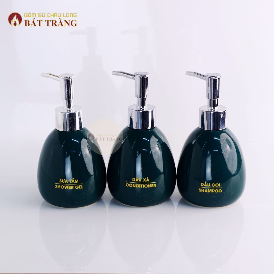 Bình Sứ Đựng Sữa Tắm, Dầu Gội, Dầu xả Sản Phầm Sử Dụng Cho Khách Sạn, Homestay Dáng Trứng 250ml - Ảnh 5