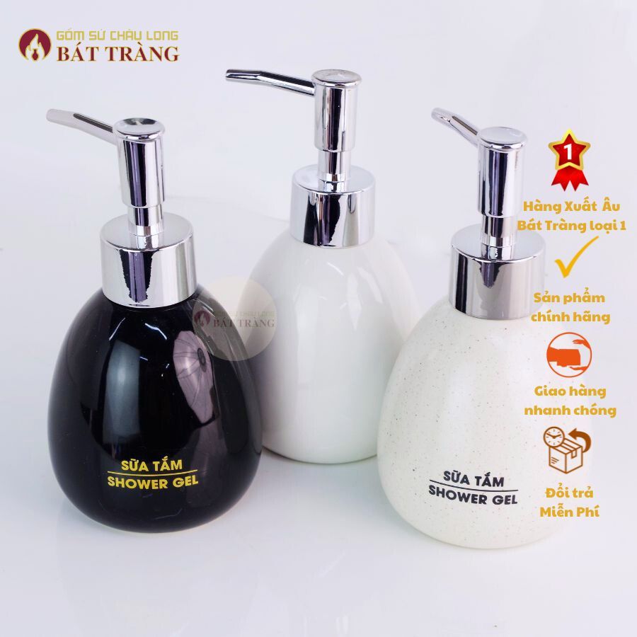 Bình Sứ Đựng Sữa Tắm, Dầu Gội, Dầu xả Sản Phầm Sử Dụng Cho Khách Sạn, Homestay Dáng Trứng 250ml - Ảnh 8