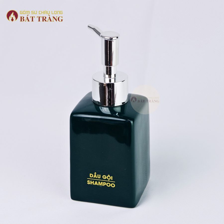 Bình Đựng Sữa Tắm, Nước Rửa Tay, Dầu Gội Gốm Sứ Bát Tràng Dùng Cho Khách sạn, Bình Dáng Vuông 300ml - Ảnh 3