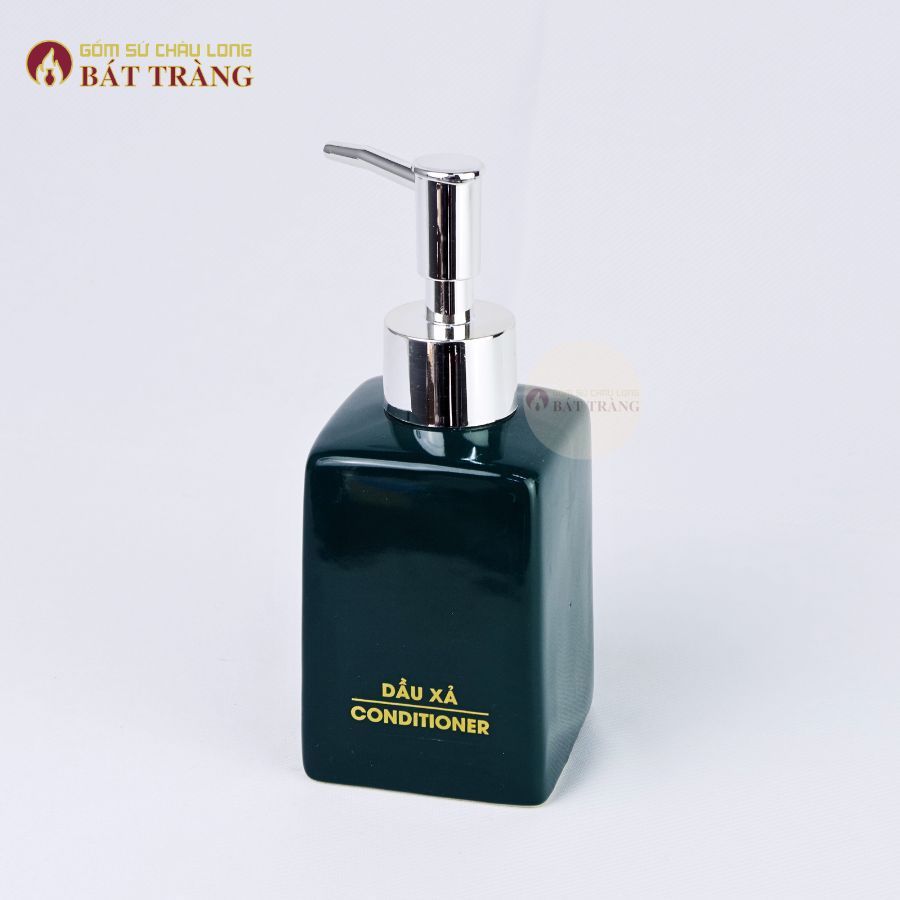 Bình Đựng Sữa Tắm, Nước Rửa Tay, Dầu Gội Gốm Sứ Bát Tràng Dùng Cho Khách sạn, Bình Dáng Vuông 300ml - Ảnh 5