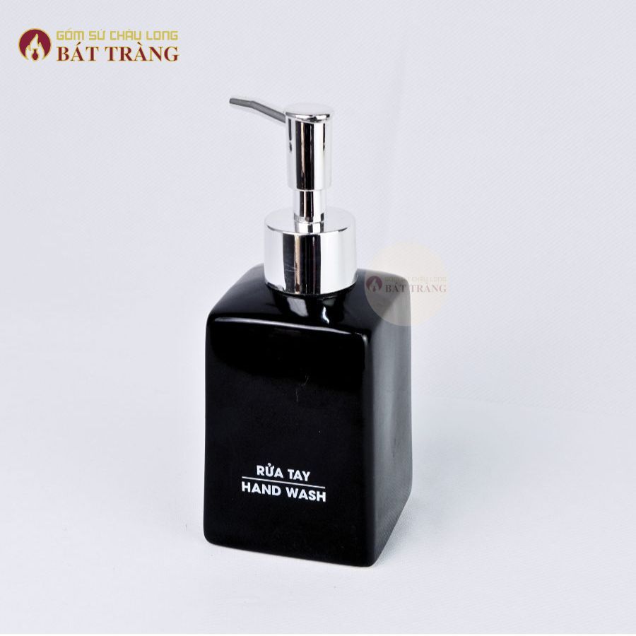 Bình Đựng Sữa Tắm, Nước Rửa Tay, Dầu Gội Gốm Sứ Bát Tràng Dùng Cho Khách sạn, Bình Dáng Vuông 300ml - Ảnh 9