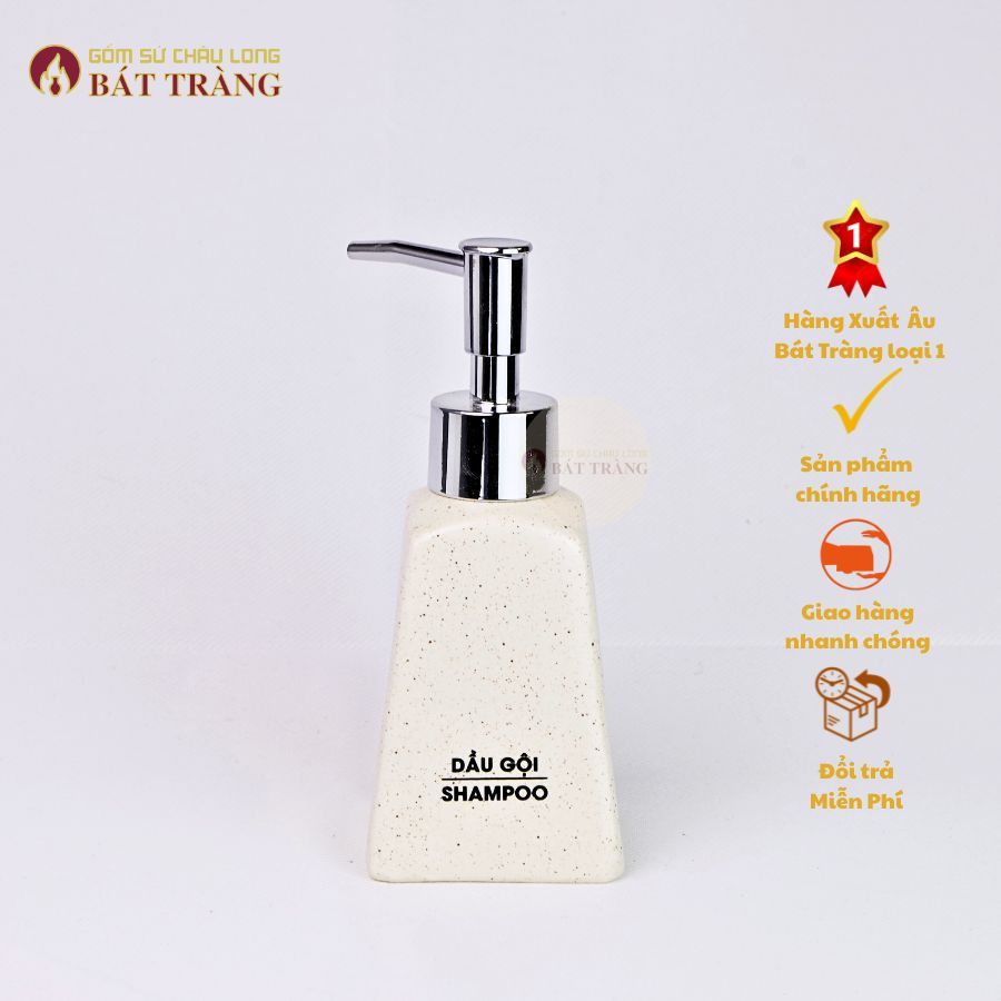 Bình Sứ Đựng Sữa Tắm, Dầu Gội, Dầu xả Sản Phầm Sử Dụng Cho Khách Sạn, Homestay Dáng Thang 210ml - Ảnh 4