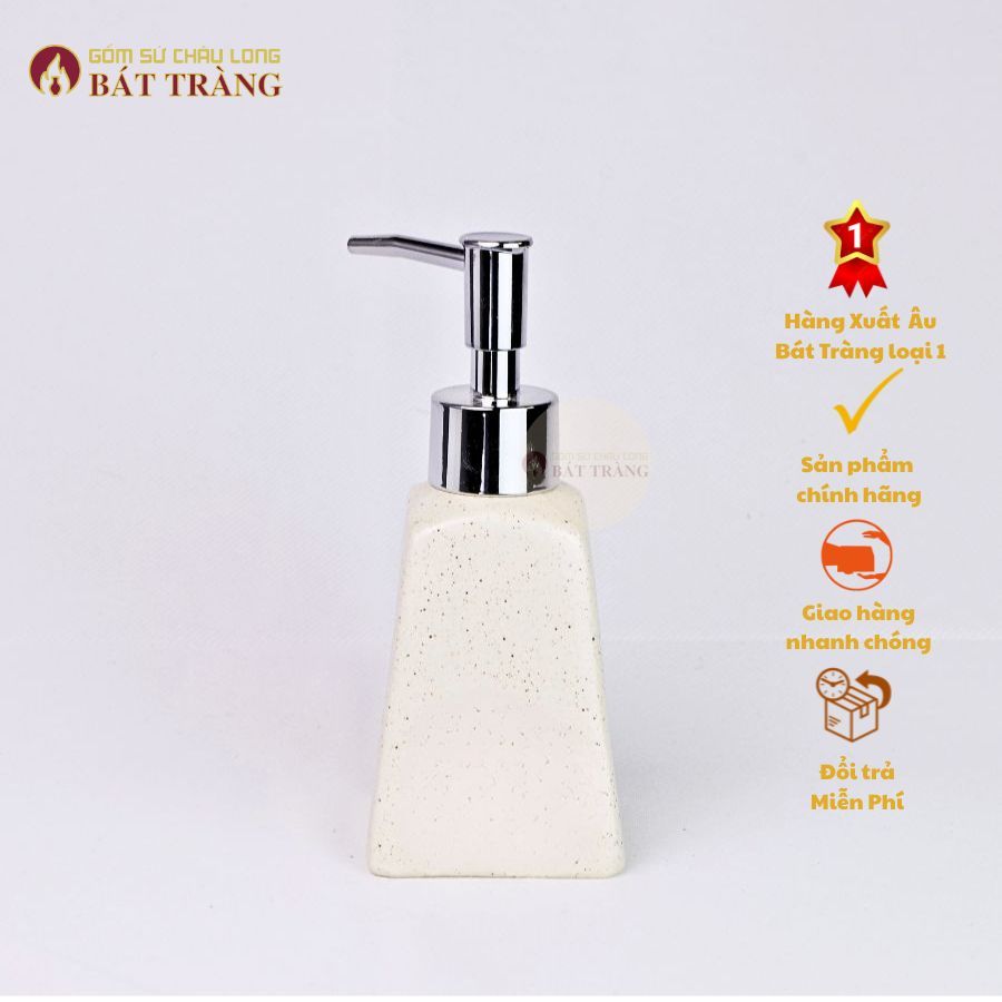 Bình Sứ Đựng Sữa Tắm, Dầu Gội, Dầu xả Sản Phầm Sử Dụng Cho Khách Sạn, Homestay Dáng Thang 210ml - Ảnh 5