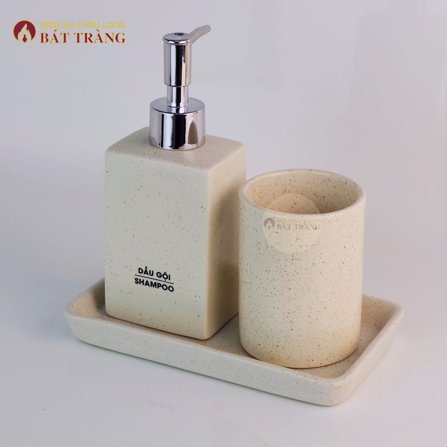 Bình Sứ Đựng Sữa Tắm, Nước Rửa Tay, Dầu Gội Gốm Bát Tràng Dùng Cho Khách sạn, Bình Sứ Dáng Chữ Nhật - Ảnh 2