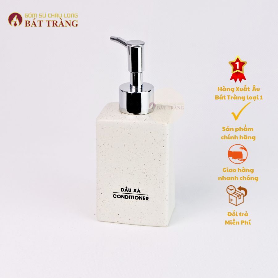 Bình Sứ Đựng Sữa Tắm, Nước Rửa Tay, Dầu Gội Gốm Bát Tràng Dùng Cho Khách sạn, Bình Sứ Dáng Chữ Nhật - Ảnh 3
