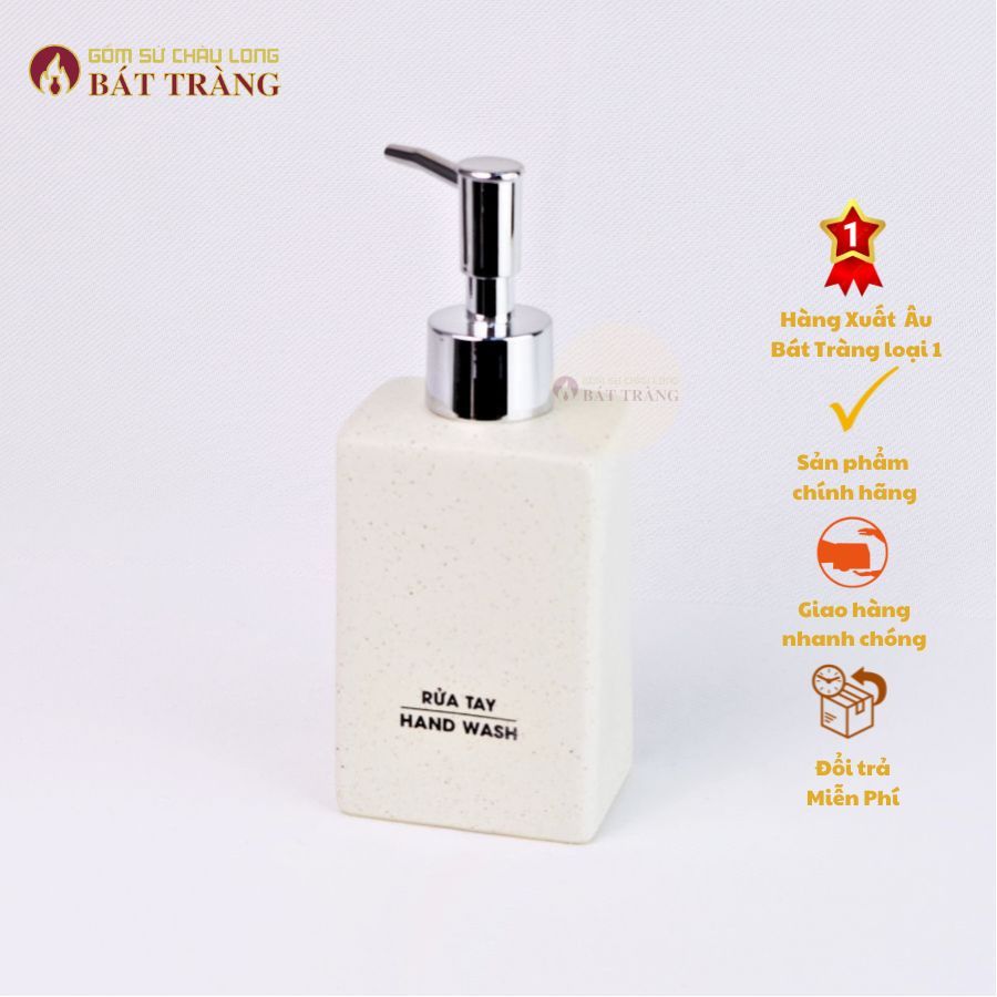 Bình Sứ Đựng Sữa Tắm, Nước Rửa Tay, Dầu Gội Gốm Bát Tràng Dùng Cho Khách sạn, Bình Sứ Dáng Chữ Nhật - Ảnh 4