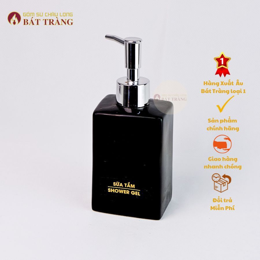 Bình Sứ Đựng Sữa Tắm, Nước Rửa Tay, Dầu Gội Gốm Bát Tràng Dùng Cho Khách sạn, Bình Sứ Dáng Chữ Nhật - Ảnh 8