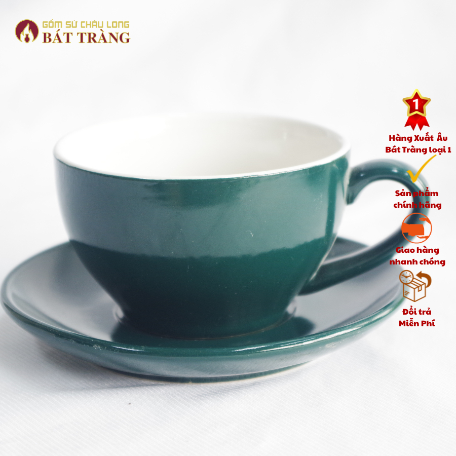 Ly Đĩa Coffee Cappuchino 220ml, Tách Cà Phê Latte Gốm Sứ Bát Tràng - Ảnh 2