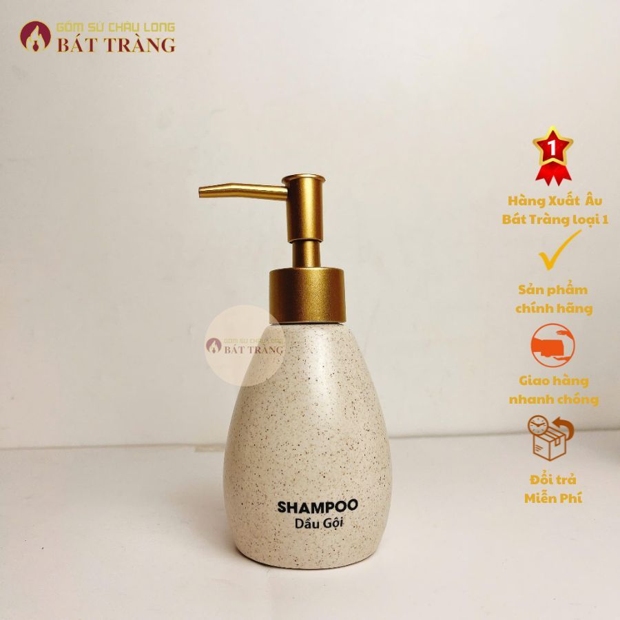Bình Đựng Sữa Tắm, Nước Rửa Tay, Dầu Gội Gốm Sứ Bát Tràng Dùng Cho Khách sạn, Bình Dáng Xoài 200ml - Ảnh 2
