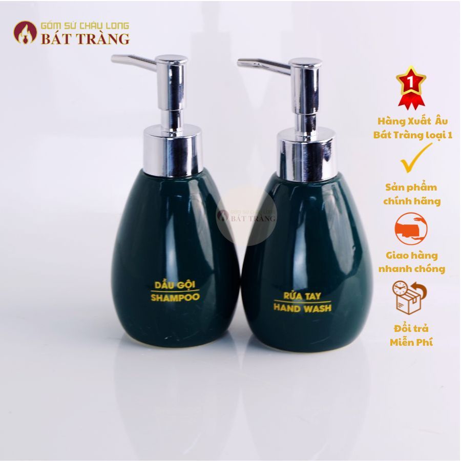 Bình Đựng Sữa Tắm, Nước Rửa Tay, Dầu Gội Gốm Sứ Bát Tràng Dùng Cho Khách sạn, Bình Dáng Xoài 200ml - Ảnh 3