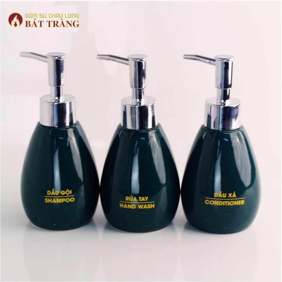Bình Đựng Sữa Tắm, Nước Rửa Tay, Dầu Gội Gốm Sứ Bát Tràng Dùng Cho Khách sạn, Bình Dáng Xoài 200ml - Ảnh 4
