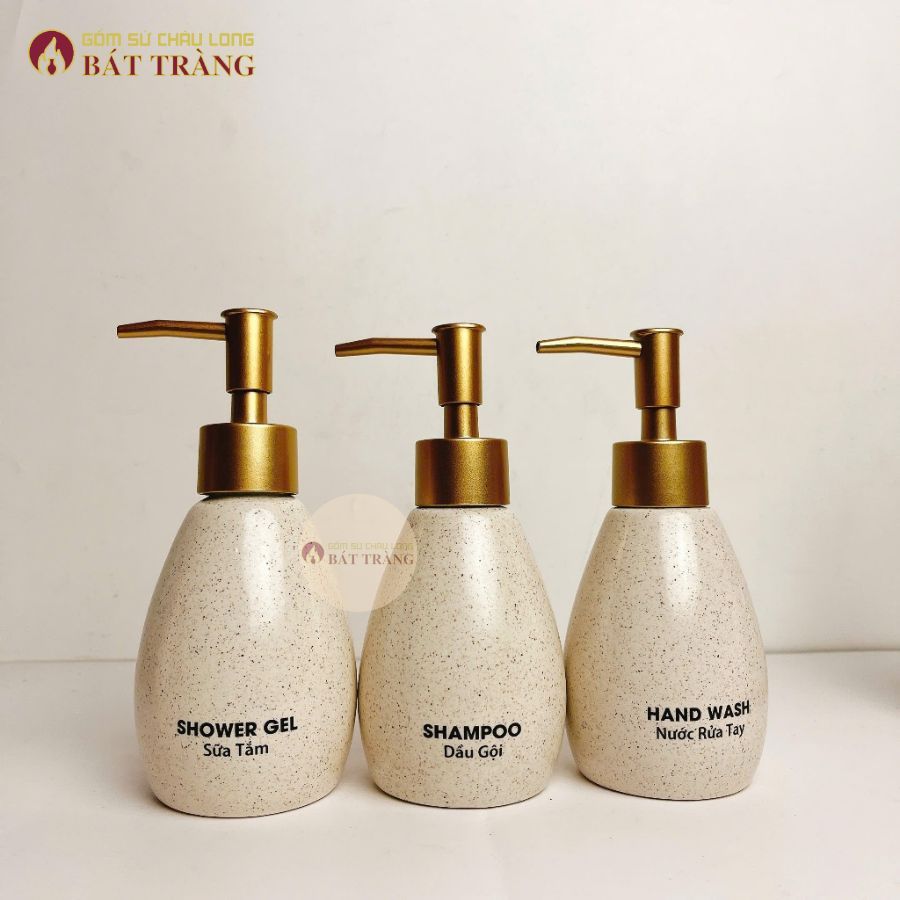 Bình Đựng Sữa Tắm, Nước Rửa Tay, Dầu Gội Gốm Sứ Bát Tràng Dùng Cho Khách sạn, Bình Dáng Xoài 200ml - Ảnh 6