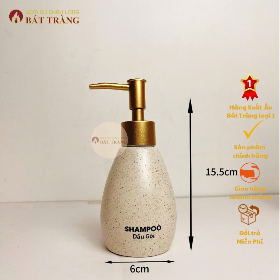 Bình Đựng Sữa Tắm, Nước Rửa Tay, Dầu Gội Gốm Sứ Bát Tràng Dùng Cho Khách sạn, Bình Dáng Xoài 200ml - Ảnh 7