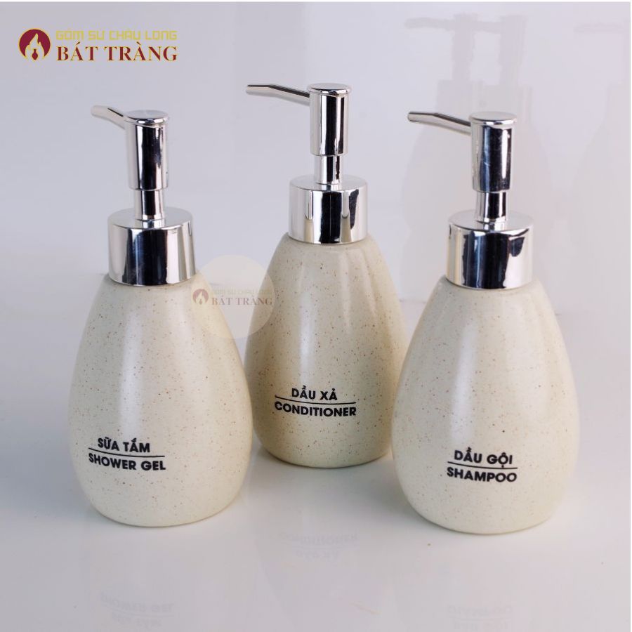 Bình Đựng Sữa Tắm, Nước Rửa Tay, Dầu Gội Gốm Sứ Bát Tràng Dùng Cho Khách sạn, Bình Dáng Xoài 200ml - Ảnh 8