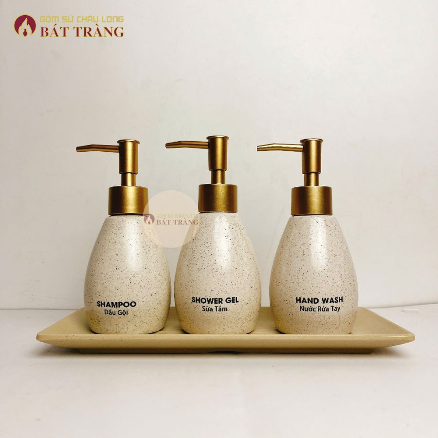 Bình Đựng Sữa Tắm, Nước Rửa Tay, Dầu Gội Gốm Sứ Bát Tràng Dùng Cho Khách sạn, Bình Dáng Xoài 200ml - Ảnh 9